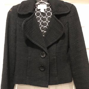 Black long sleeve tweed jacket size 6